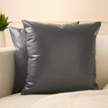 Faux Leather Dark Grey Cushion Cover (Pack of 2)