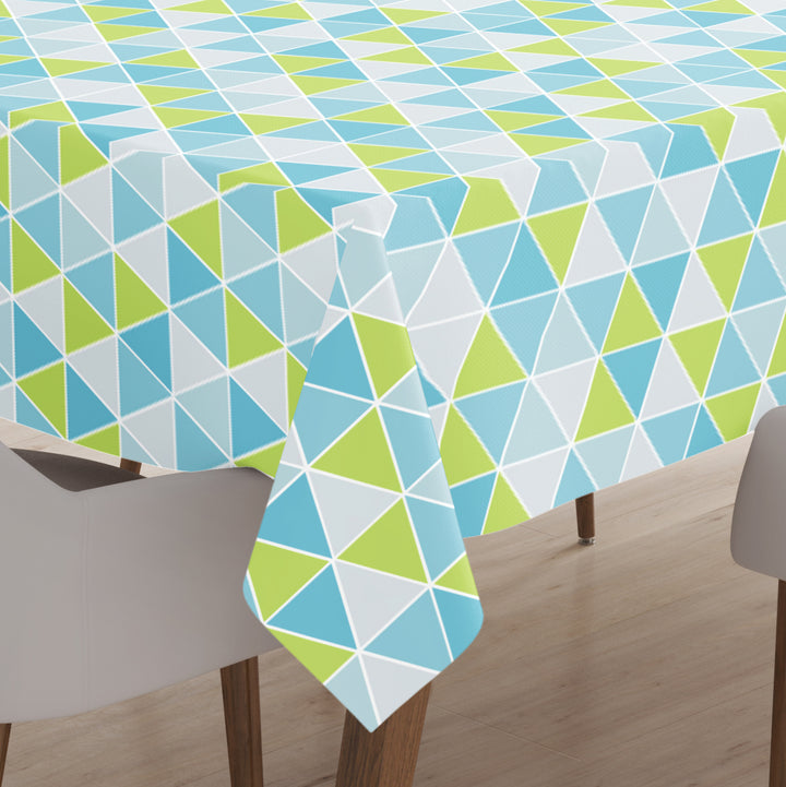 Polyester Big Triangles Aqua Table Cloth (Pack of 1)