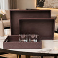 Leather Copper Leather Serving Tray Combo