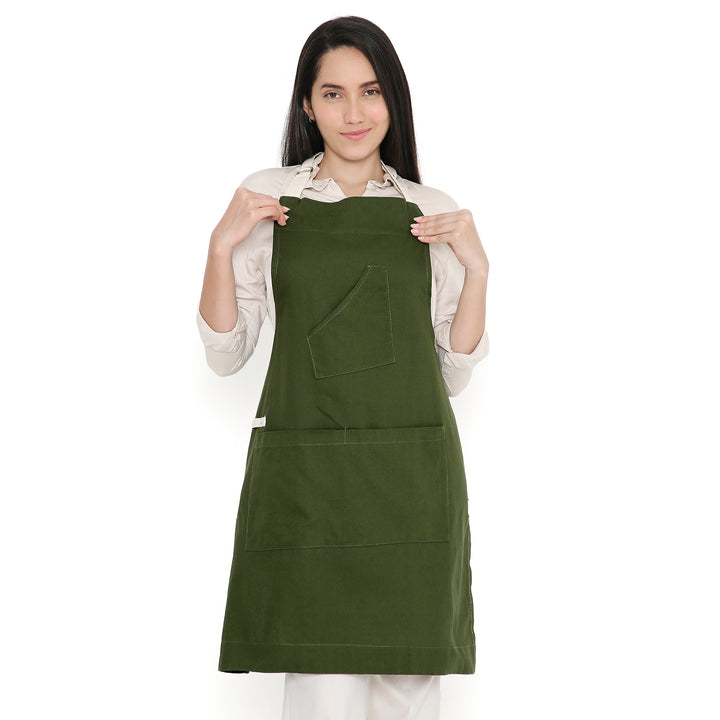 Cotton Leaf Green Apron (Pack of 1)