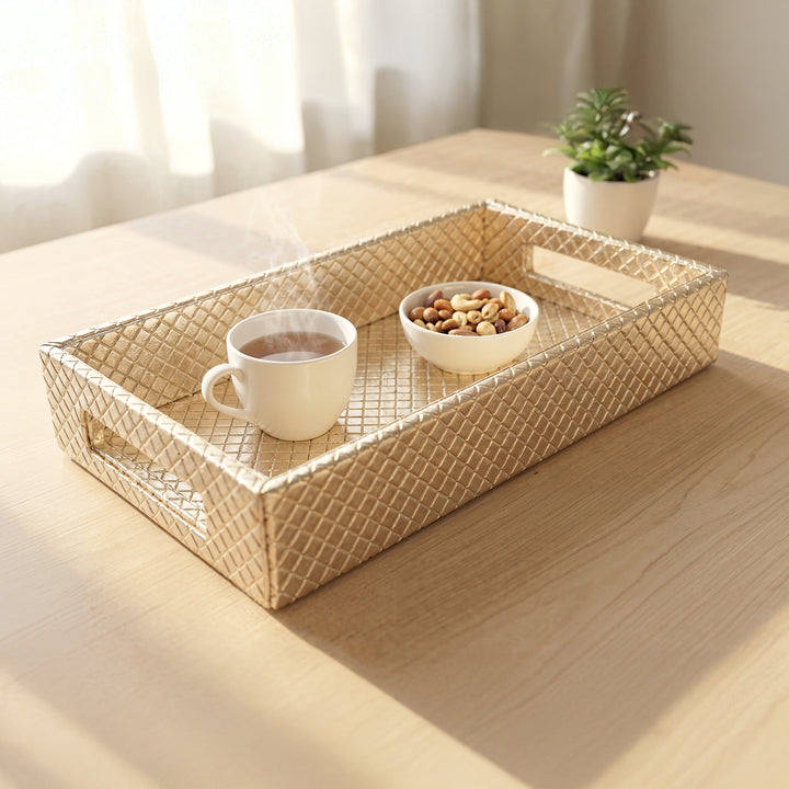 Leather Light Gold Leather Serving Tray