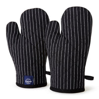 Cotton Butcher Stripes Black Oven Gloves (Pack of 2)