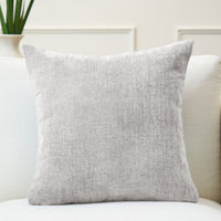 Chenille Solid Solid Light Grey Cushion Cover (Pack of 1)