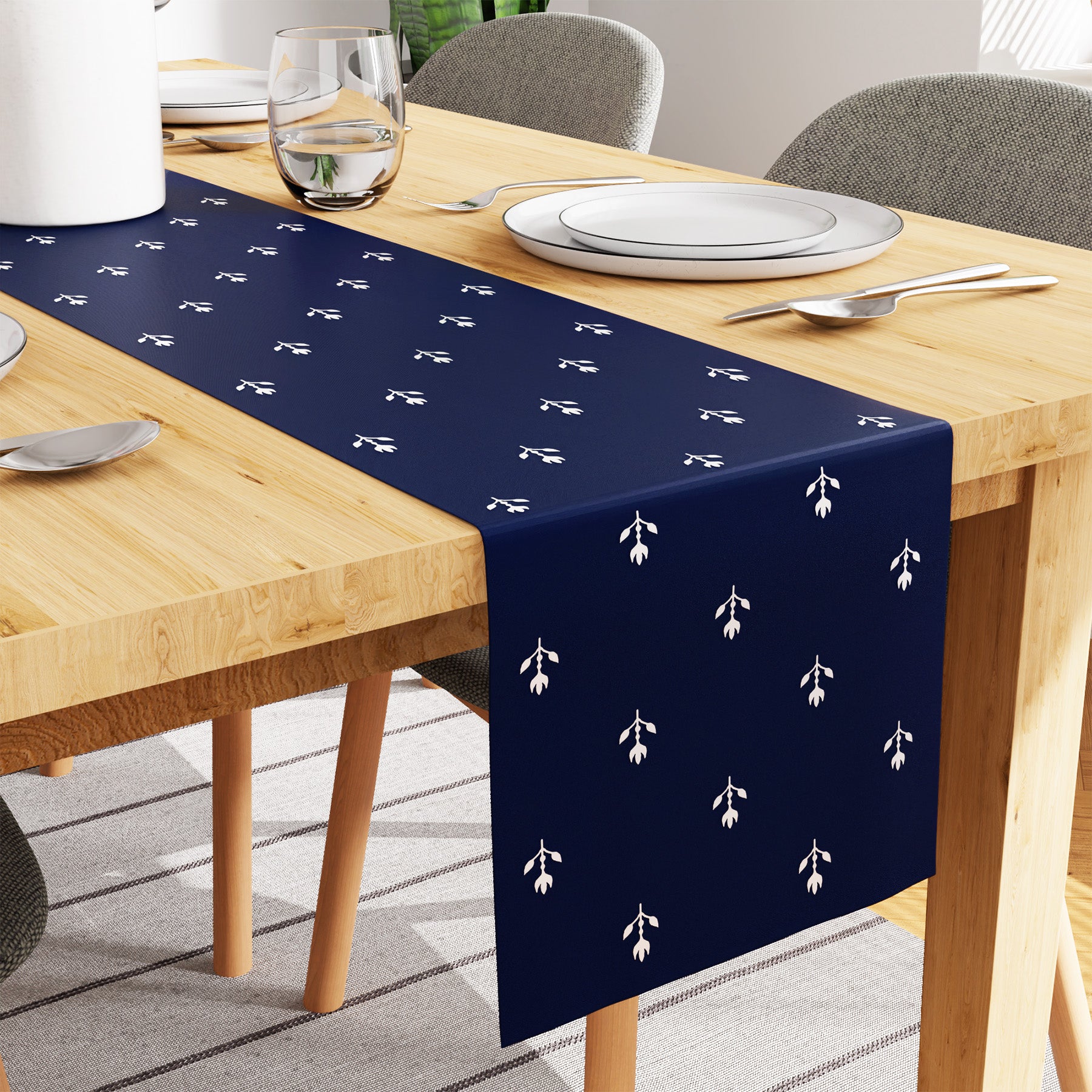 Blackout Buti Navy Blue Table Runner (Pack of 1)