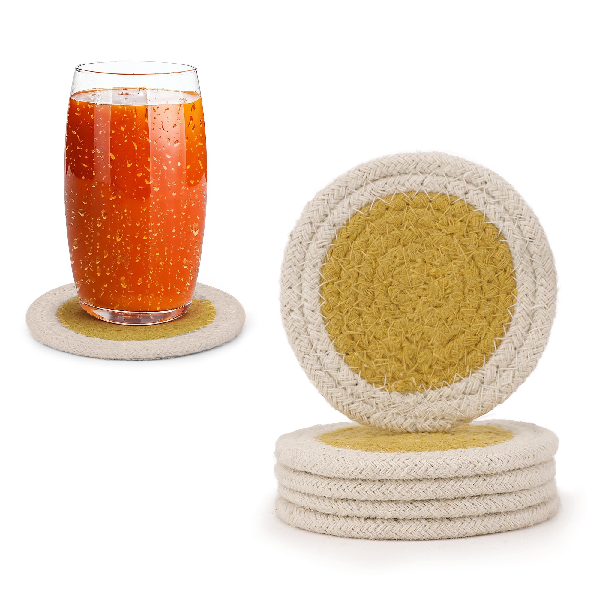 Cotton Yellow & Off White Coaster