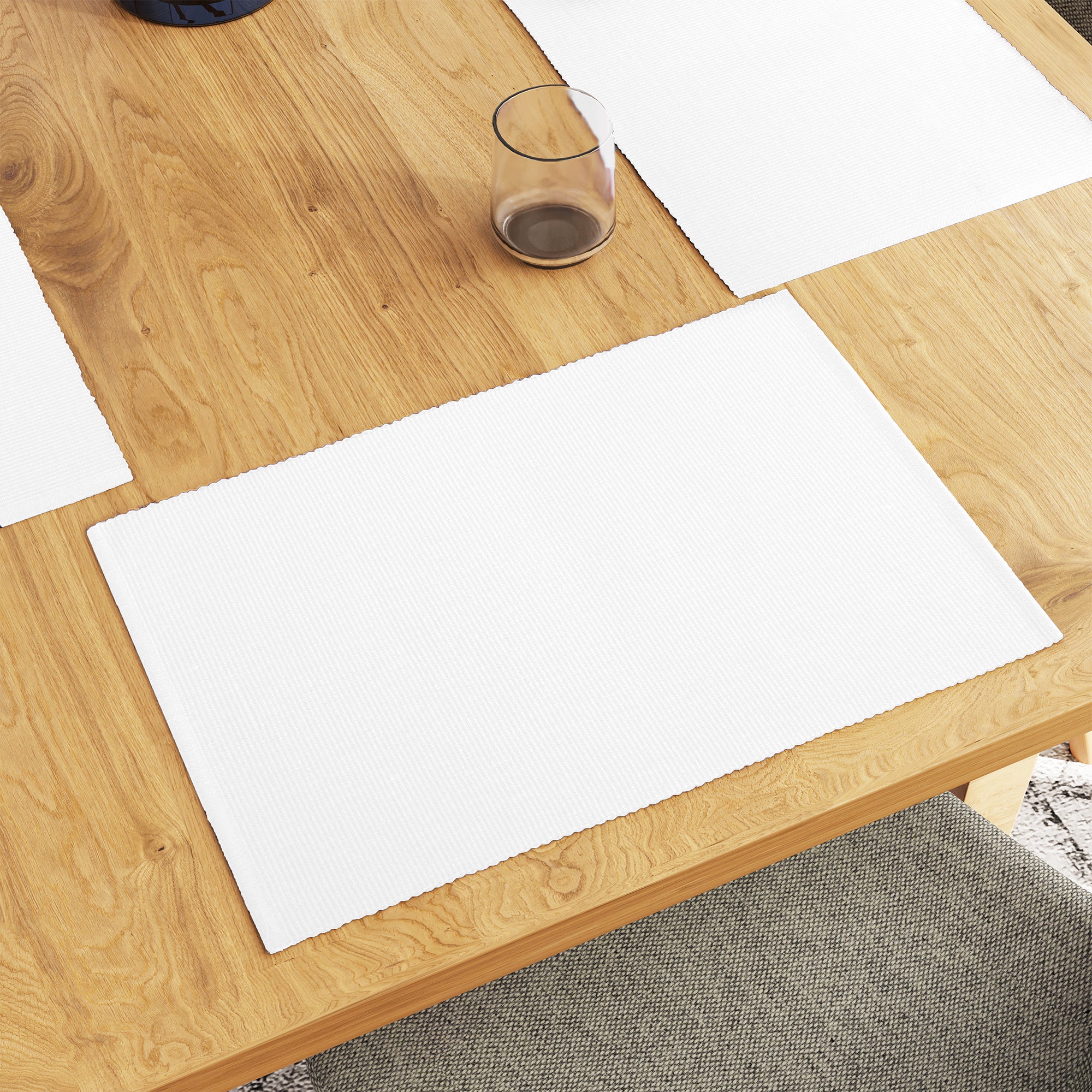 Ribbed Cotton White Placemat (Pack of 6)