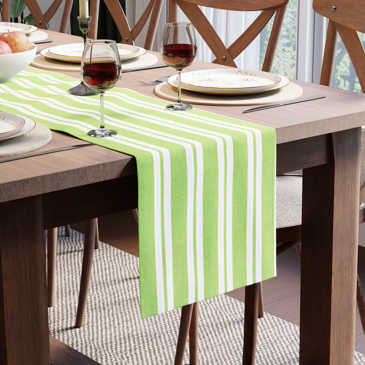 RC Yarn-Dyed Franca Lime Stripes Table Runner (Pack of 1)