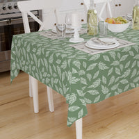 Cotton Big Leaves Green Table Cloth (Pack of 1)