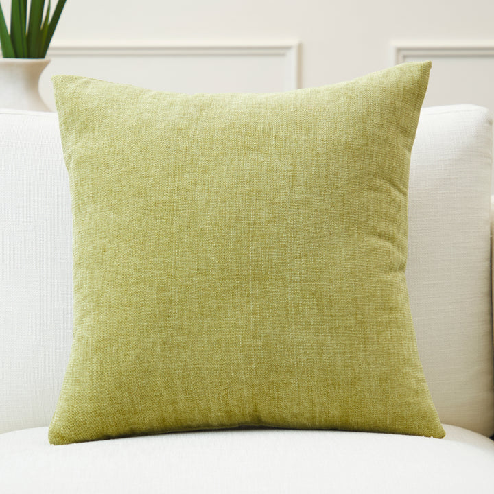 Chenille Solid Olive Cushion Cover (Pack of 1)