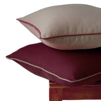 Cotton Maroon+Beige Cushion Cover (Pack of 2)