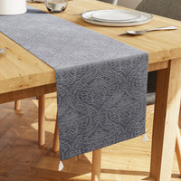 Embossed Velvet Grey Table Runner