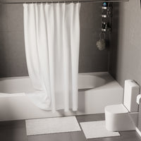 Polyester White Shower Curtain + Bathmat (Pack of 3)