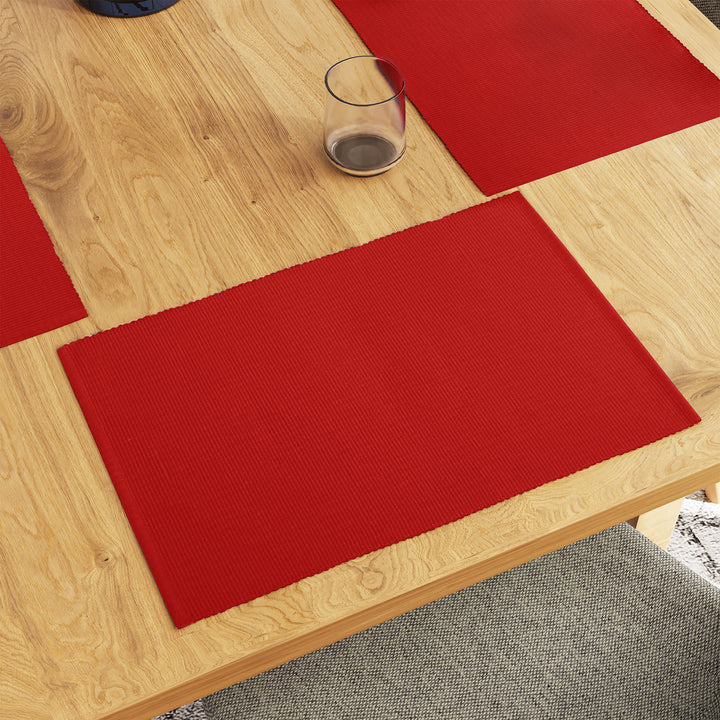 Cotton Solid Red Placemat (Pack of 6)