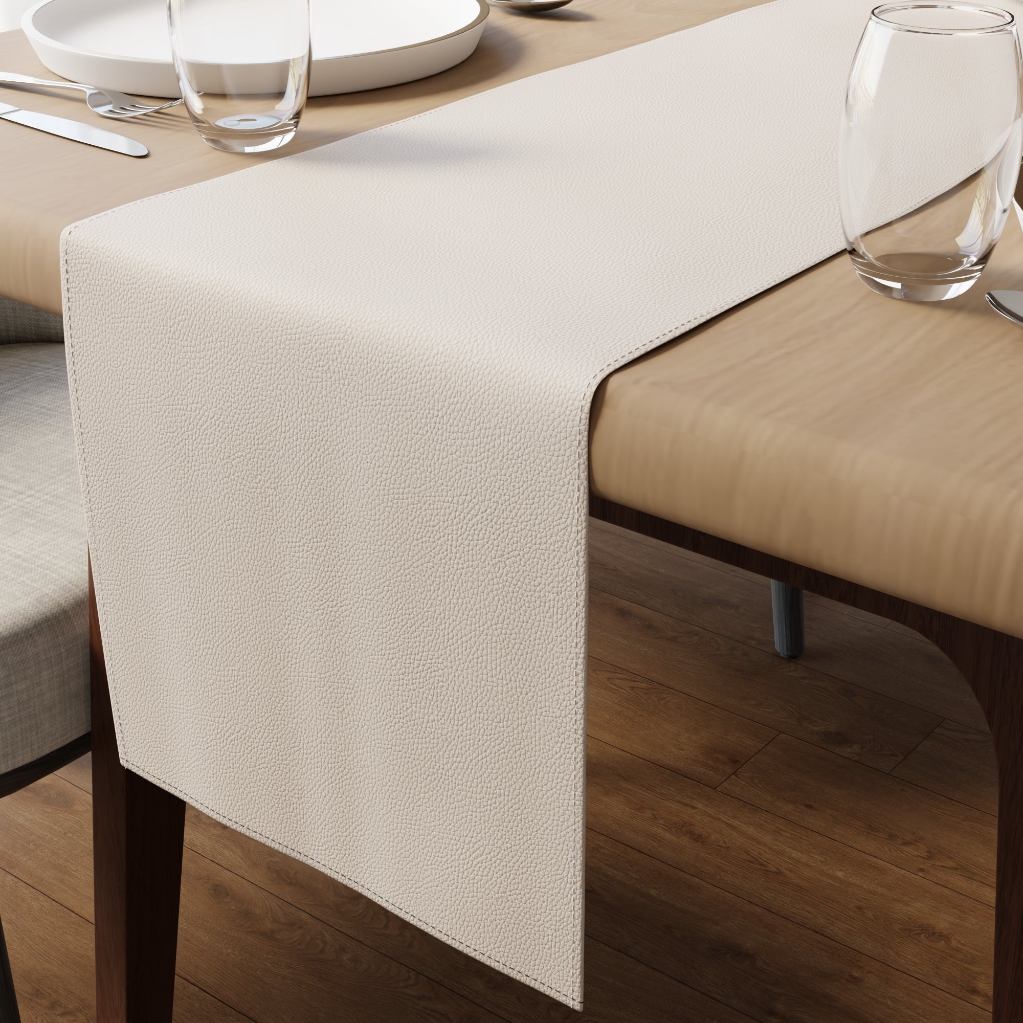 PVC Leather Cream Table Runner (Pack of 1)
