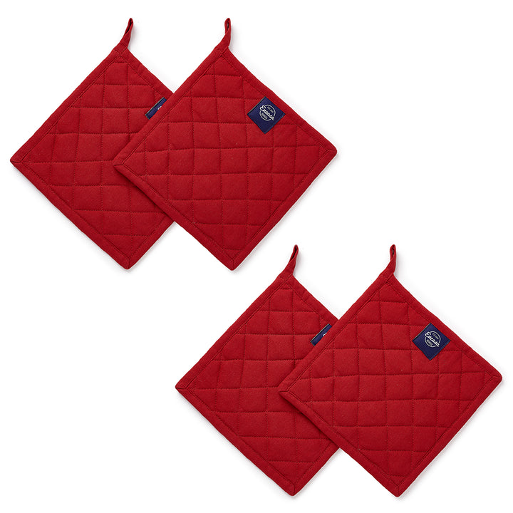Yarn Dyed Cotton Red Potholder (Pack of 4)