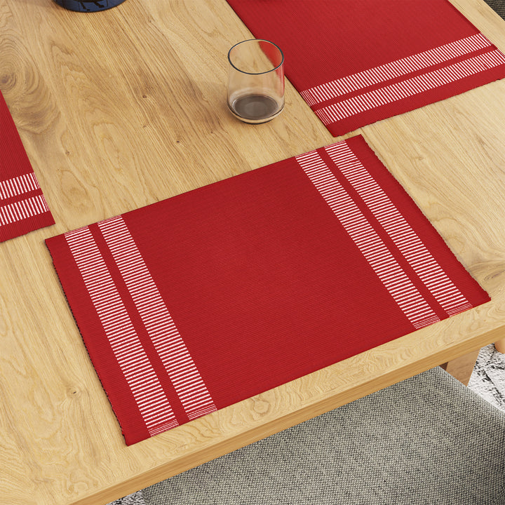 Cotton Ladder Red Placemat (Pack of 6)