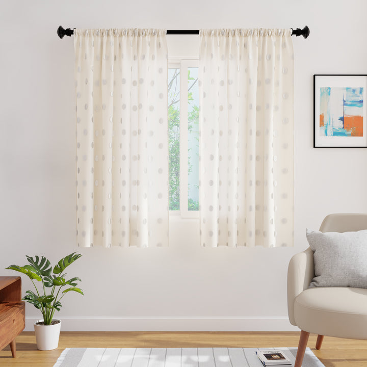 Polyester Dollar Cream Curtain (Pack of 2)