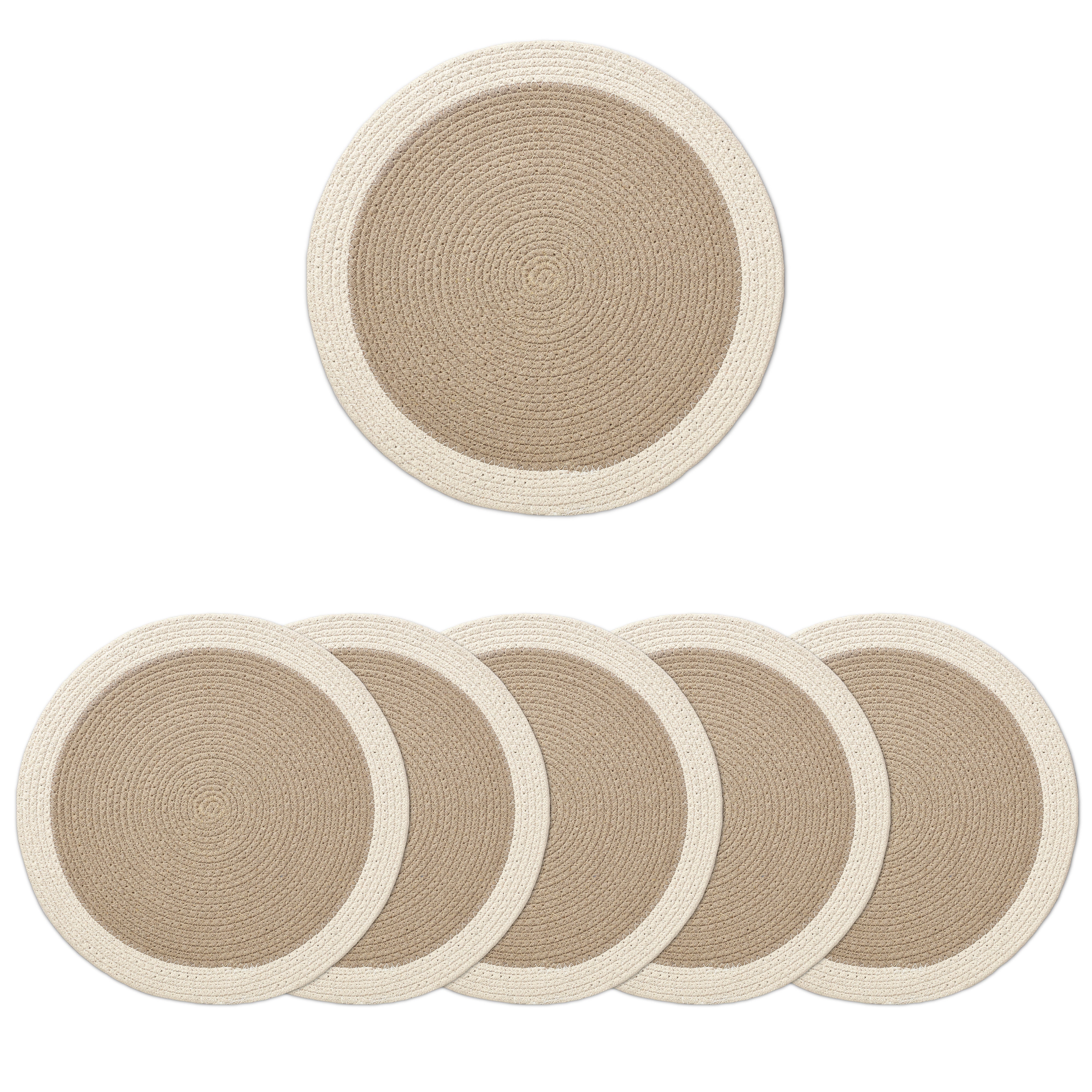 Cotton Beige & Off White Placemat (Pack of 6)