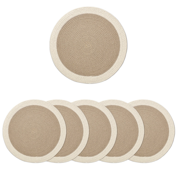 Cotton Beige & Off White Placemat (Pack of 6)