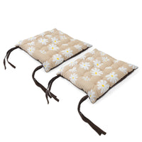 20s Sheeting Daisy Beige & Dk Taupe Chairpad (Pack of 4)