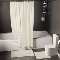 Polyester ZZ Cream Combo Shower Curtain + Bathmat (Pack of 3)