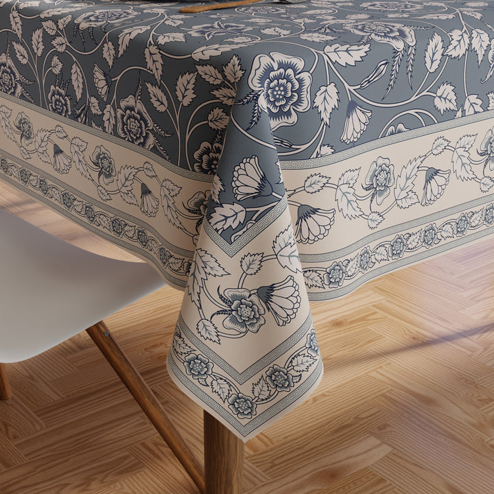 WR Spun Polyester French Grey Printed Table Cloth (Pack of 1)