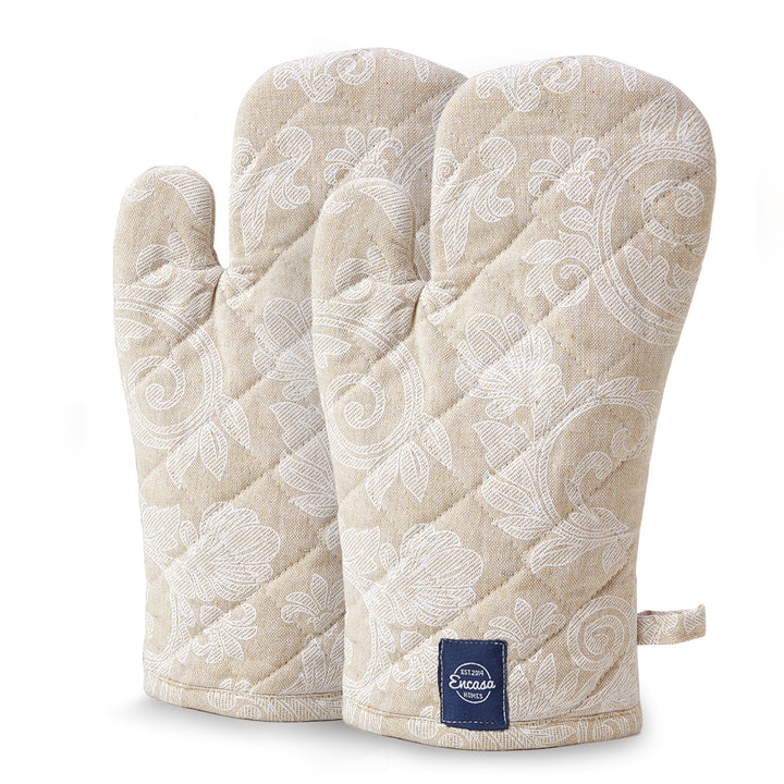 Cotton Beige Oven Gloves (Pack of 2)