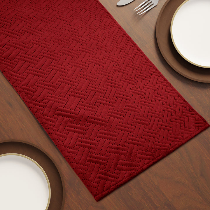 Quilted Velvet Red Table Runner