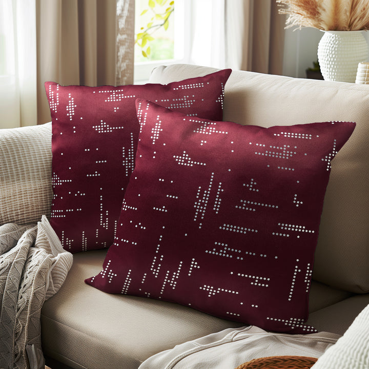 Blackout Polyester Citylight Maroon Cushion Cover (Pack of 2)