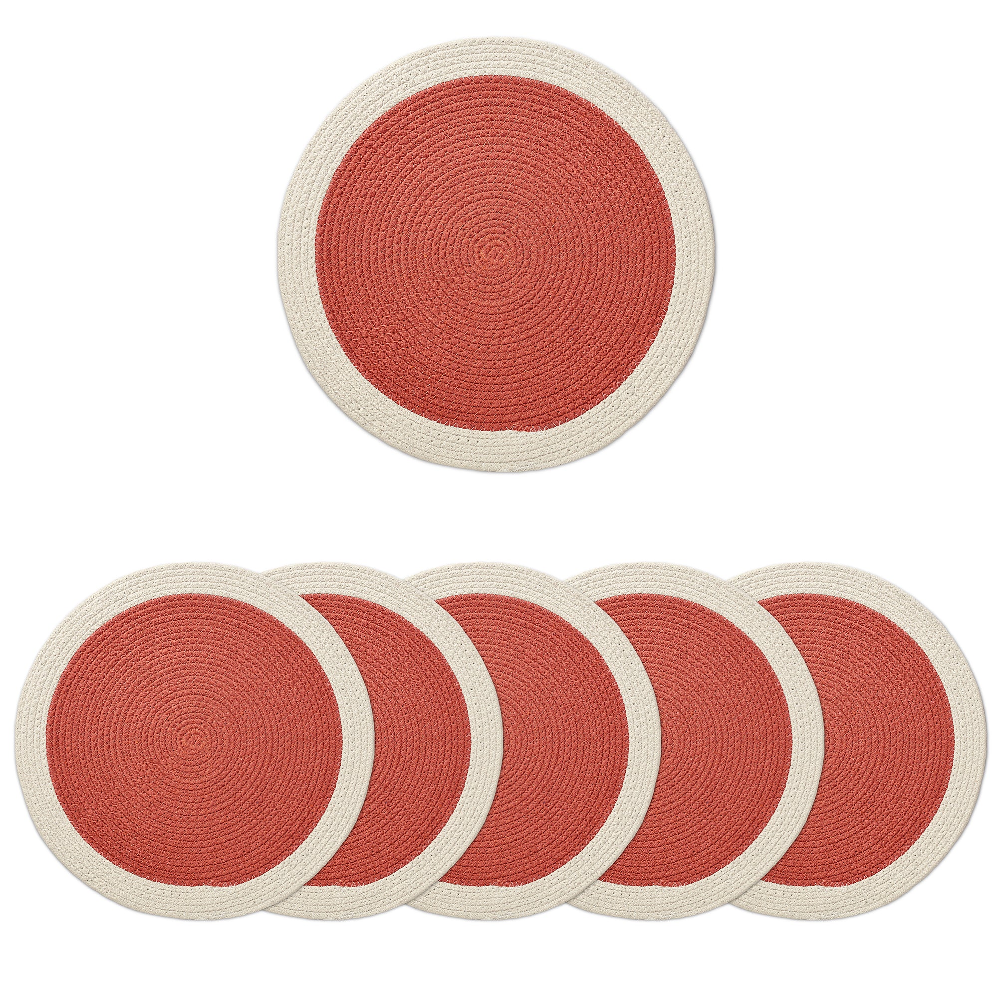Cotton Coral & Off White Placemat (Pack of 6)