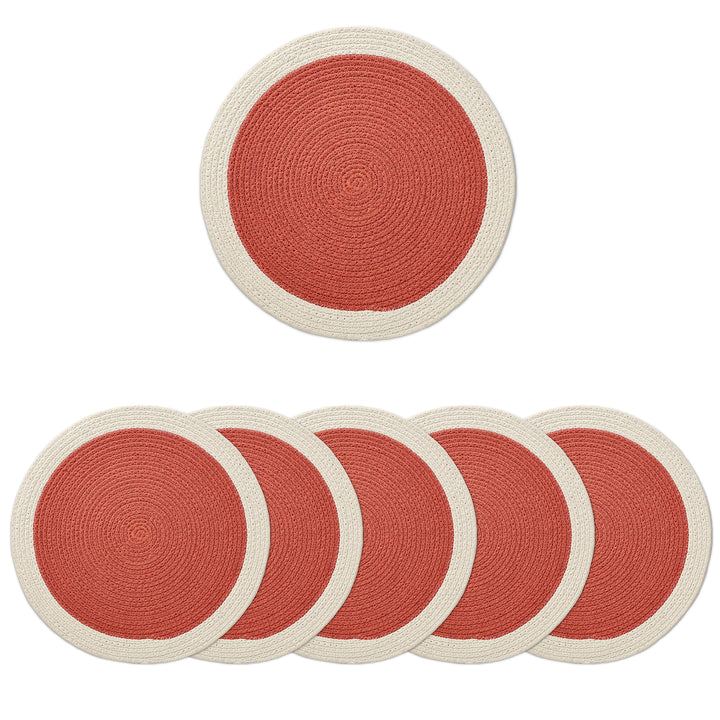 Cotton Coral & Off White Placemat (Pack of 6)