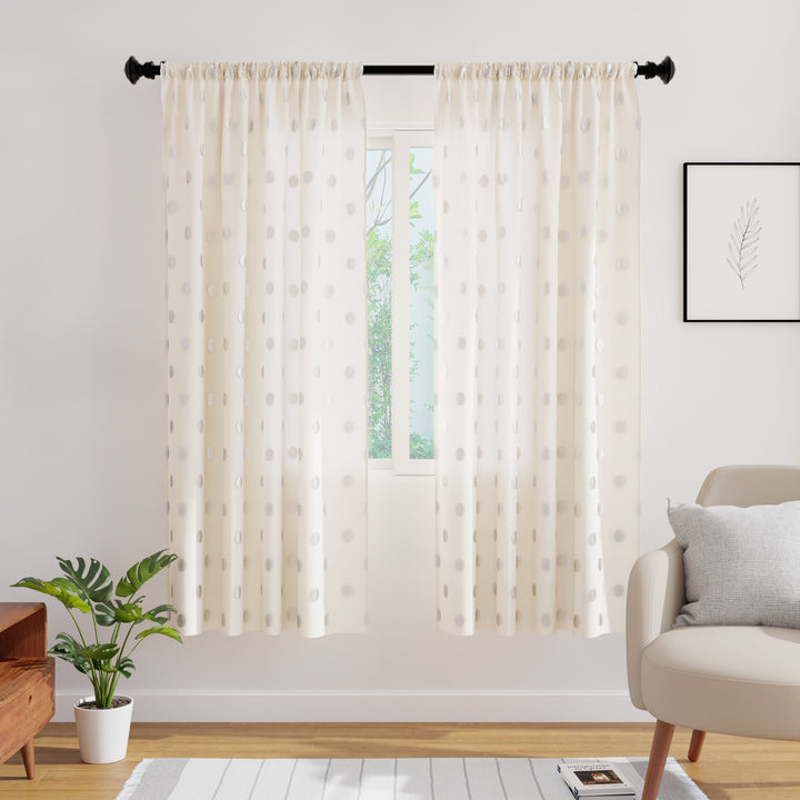 Polyester Dollar Cream Curtain (Pack of 2)