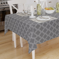 Cotton Grey Tiles Table Cloth (Pack of 1)