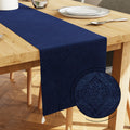 Embossed Velvet Navy Blue Table Runner