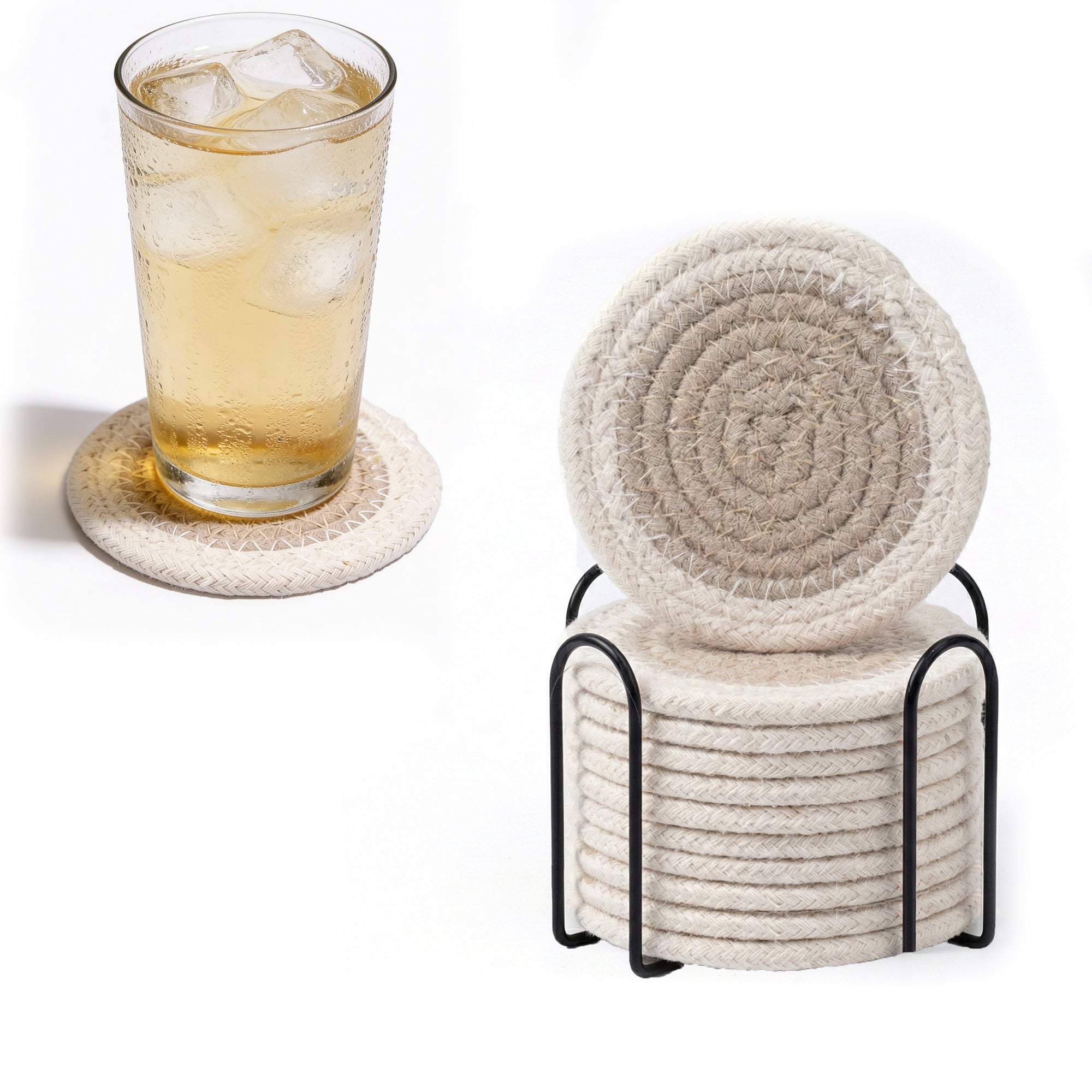 Cotton Beige & Off White Coaster