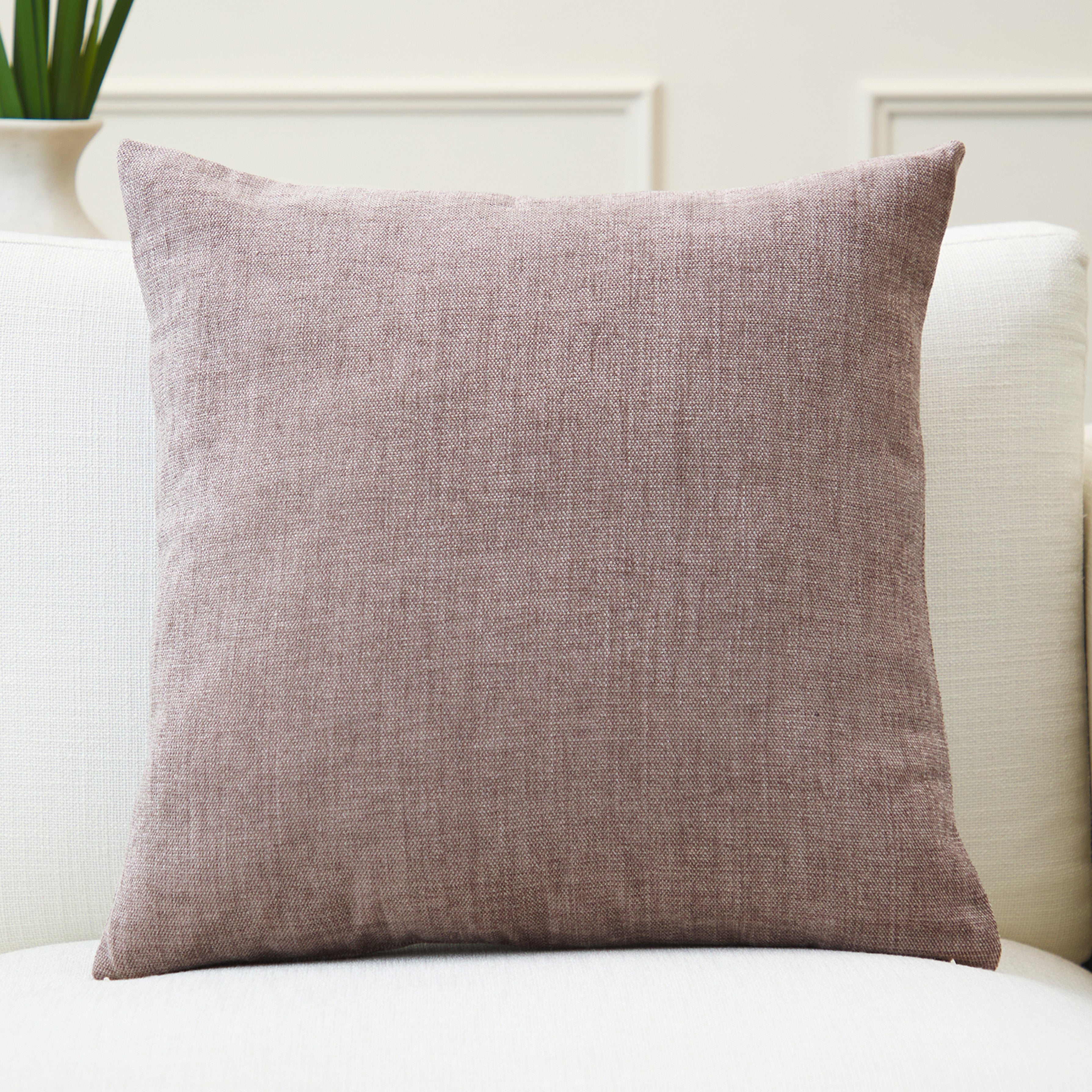 Chenille Solid Dusty Brown Cushion Cover (Pack of 1)