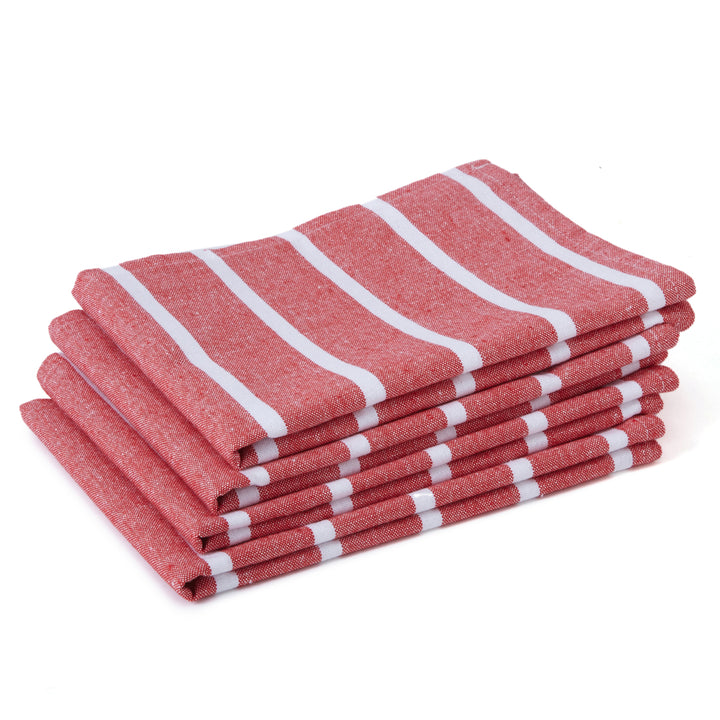 Cotton Roma Red Stripes Kitchen Towel (Pack of 4)