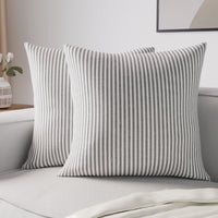 Cotton Ticking Black Cushion Cover (Pack of 2)