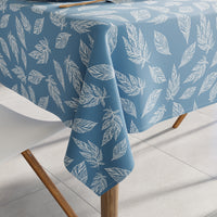 Cotton Big Leaves Blue Table Cloth (Pack of 1)