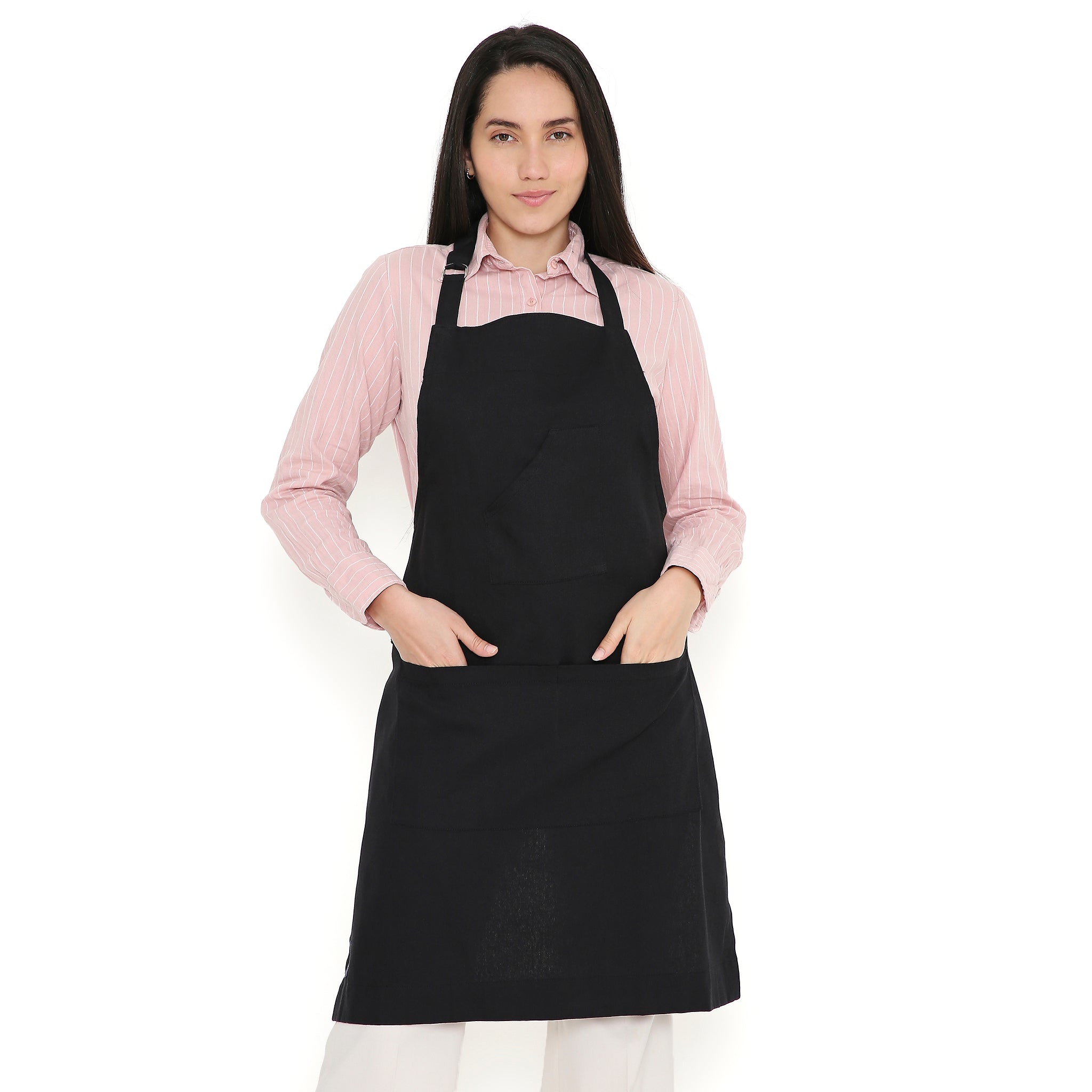 Cotton Full Black Apron (Pack of 1)