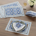 Cotton Canvas Indigo-03 Placemat + Table Napkins