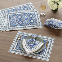 Cotton Canvas Indigo-03 Placemat + Table Napkins