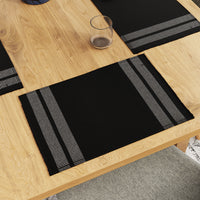 Cotton Ladder Black Placemat (Pack of 6)