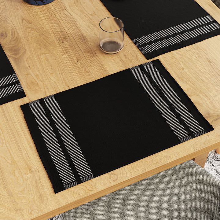 Cotton Ladder Black Placemat (Pack of 6)