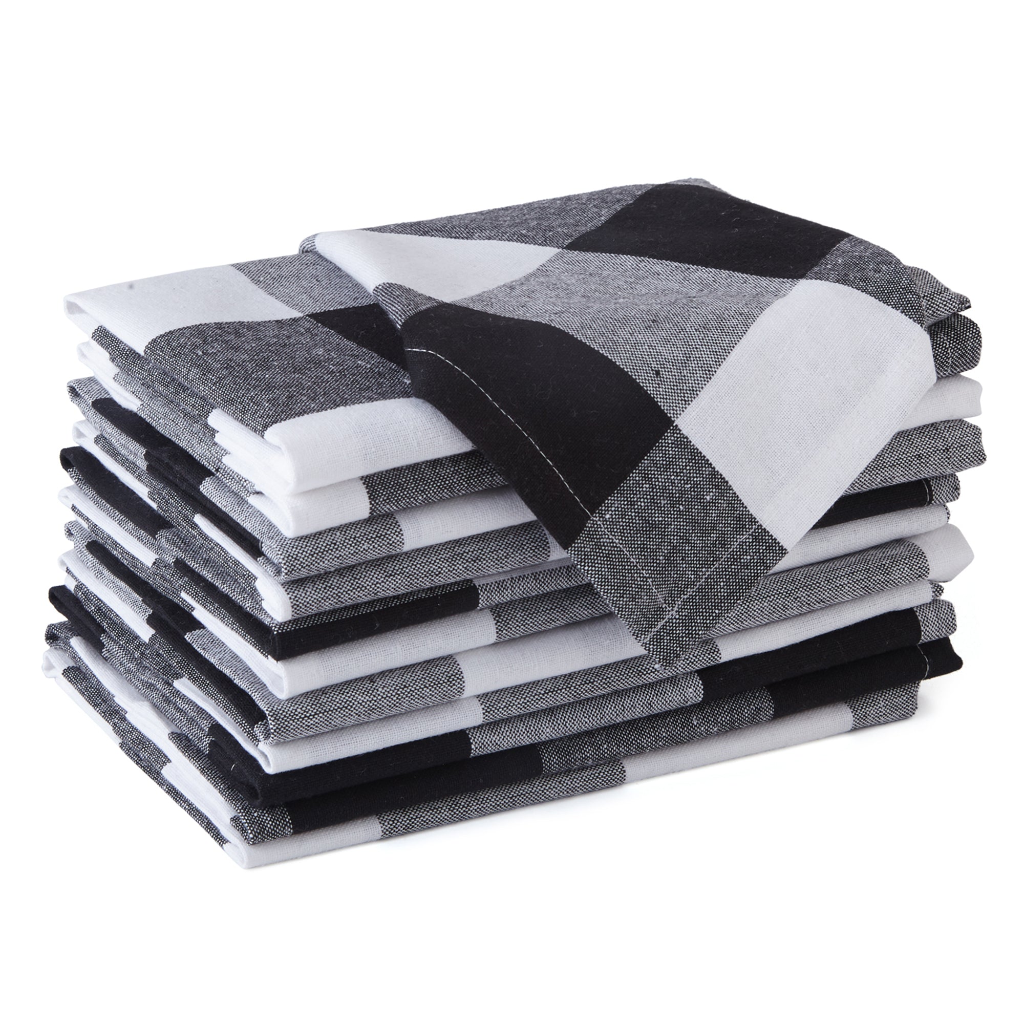 Cotton Buffalo Black Checks Table Napkins (Pack of 12)