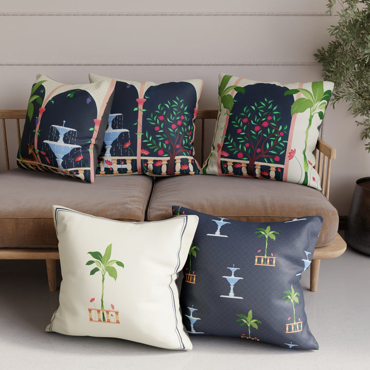 Polyester Mughal-01 Cushion Cover (Pack of 5)