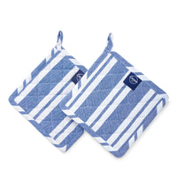 Cotton Franca Blue Stripes Pot Holders (Pack of 2)