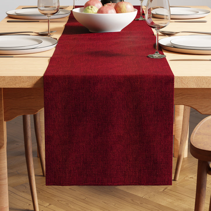 Chenille Scarlet Red Table Runner