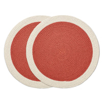 Cotton Coral & Off White Placemat (Pack of 2)