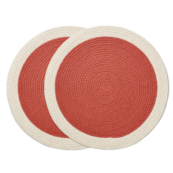 Cotton Coral & Off White Placemat (Pack of 2)